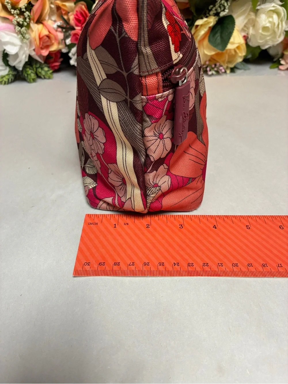 Vera Bradley Lighten Up Bohemian Blooms Cosmetic Case Red Pink Floral Retired